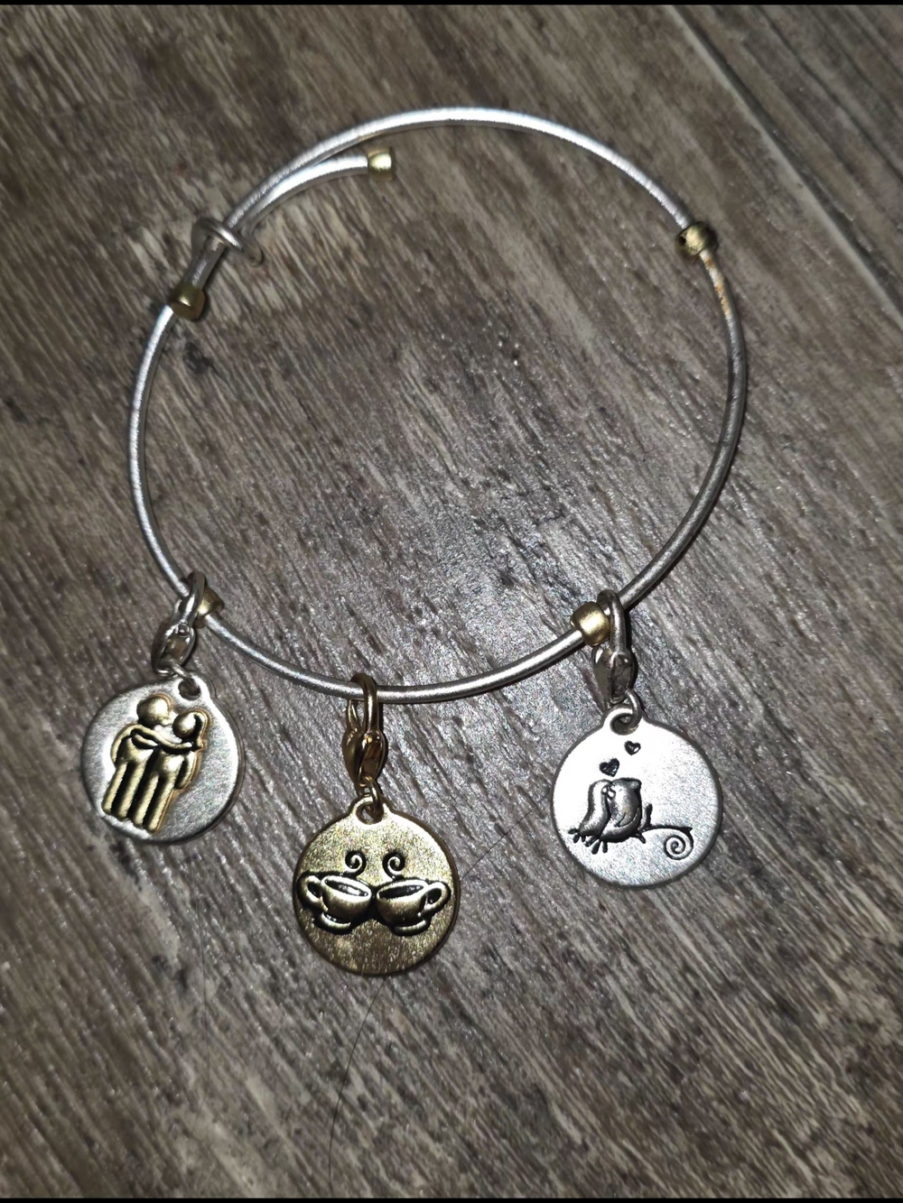 Silver and Gold Charm Bangle Bracelet with Bestfriend Charms